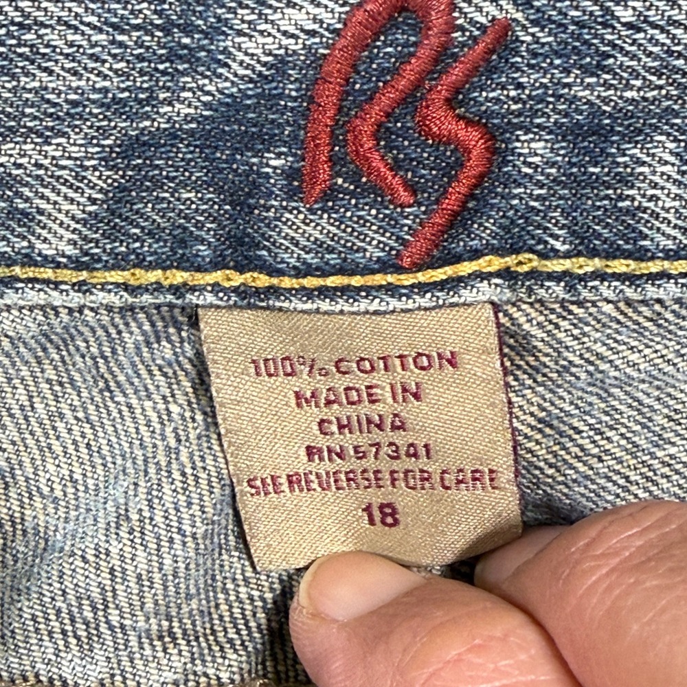 Red Snap Mens Straight Leg Jeans Blue‎ 100 Cotton Faded Distressed Size 36x28 - Picture 4 of 11